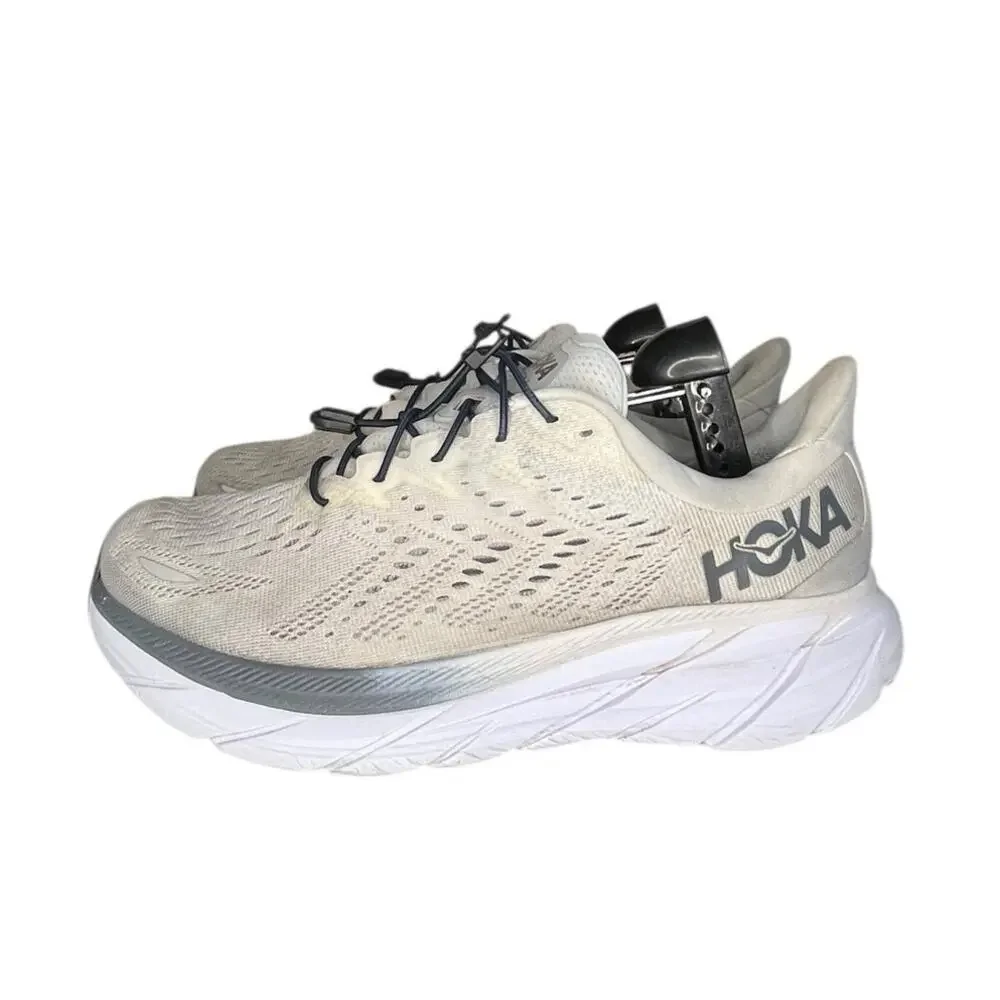 Mens Hoka One One Clifton 8 Wide Cushioned Sneakers Size 9.5 Gray BIN37